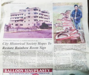 City Historical Society Hopes To Restore Rainbow Room Sign